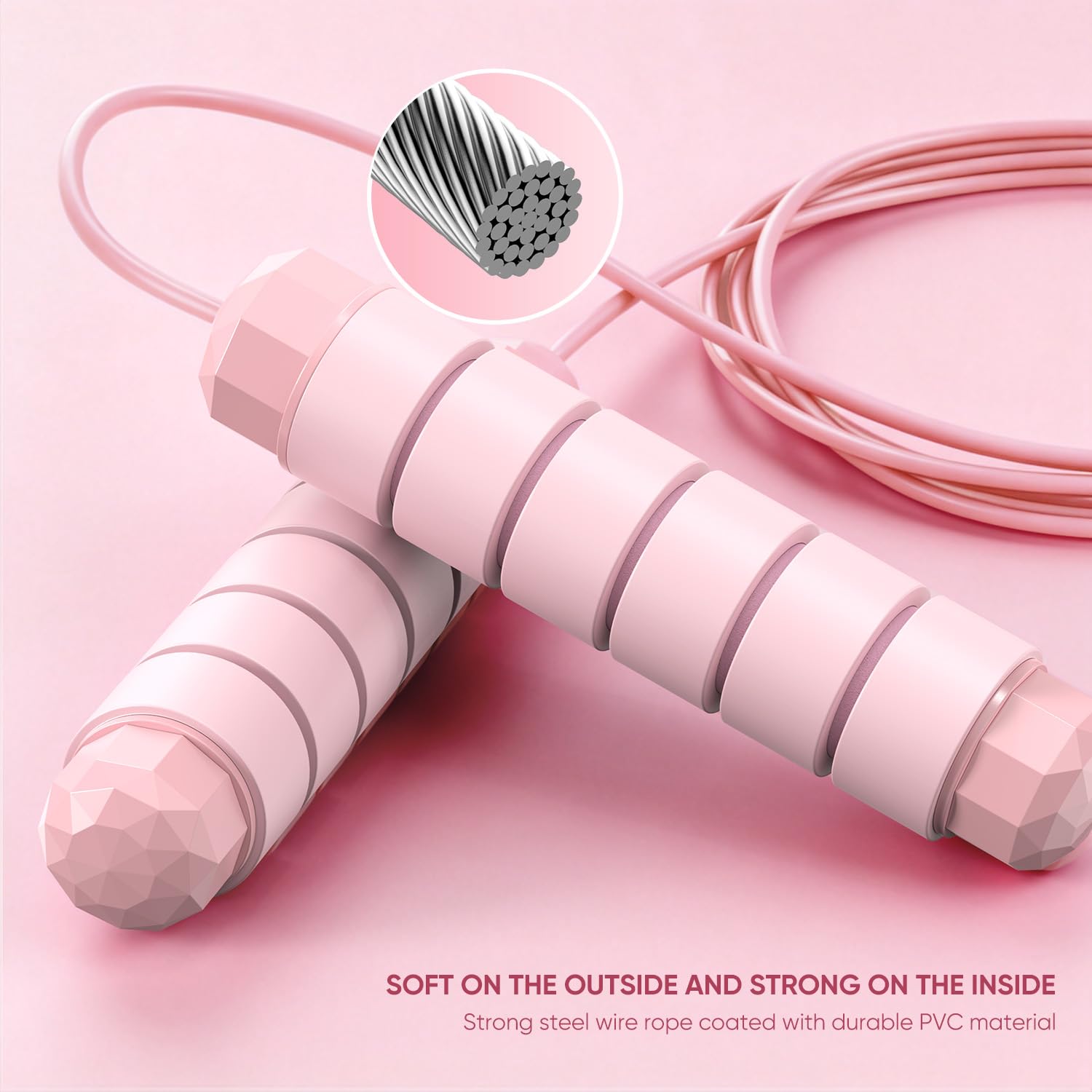 Jump Rope, Tangle-Free Rapid Speed Jumping Rope Cable with Ball Bearings for Women, Men & Kids, Adjustable Steel Jump Rope with Foam Handles for Home Gym Exercise Fitness Workout Equipment & Slim Body