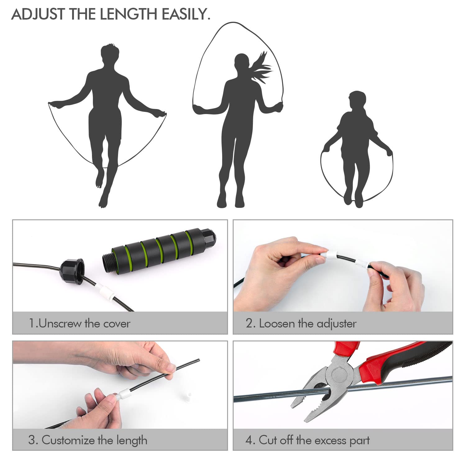 Jump Rope, Tangle-Free Rapid Speed Jumping Rope Cable with Ball Bearings for Women, Men & Kids, Adjustable Steel Jump Rope with Foam Handles for Home Gym Exercise Fitness Workout Equipment & Slim Body