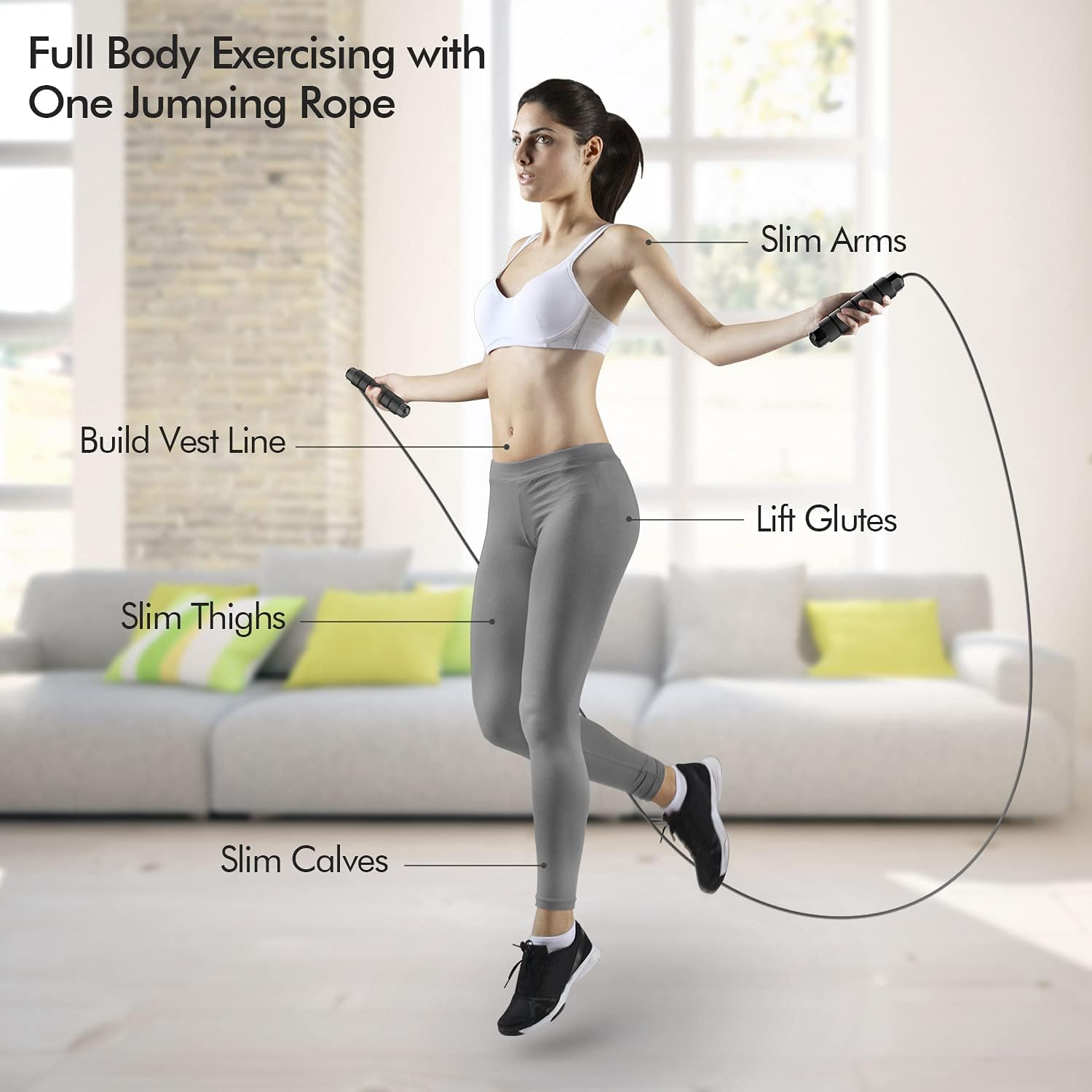 Jump Rope, Tangle-Free Rapid Speed Jumping Rope Cable with Ball Bearings for Women, Men & Kids, Adjustable Steel Jump Rope with Foam Handles for Home Gym Exercise Fitness Workout Equipment & Slim Body