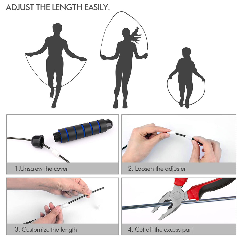 Jump Rope, Tangle-Free Rapid Speed Jumping Rope Cable with Ball Bearings for Women, Men & Kids, Adjustable Steel Jump Rope with Foam Handles for Home Gym Exercise Fitness Workout Equipment & Slim Body