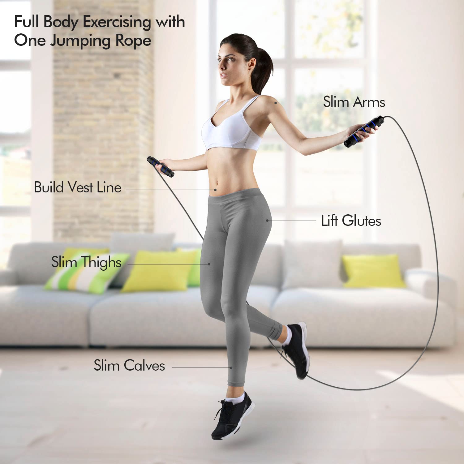 Jump Rope, Tangle-Free Rapid Speed Jumping Rope Cable with Ball Bearings for Women, Men & Kids, Adjustable Steel Jump Rope with Foam Handles for Home Gym Exercise Fitness Workout Equipment & Slim Body