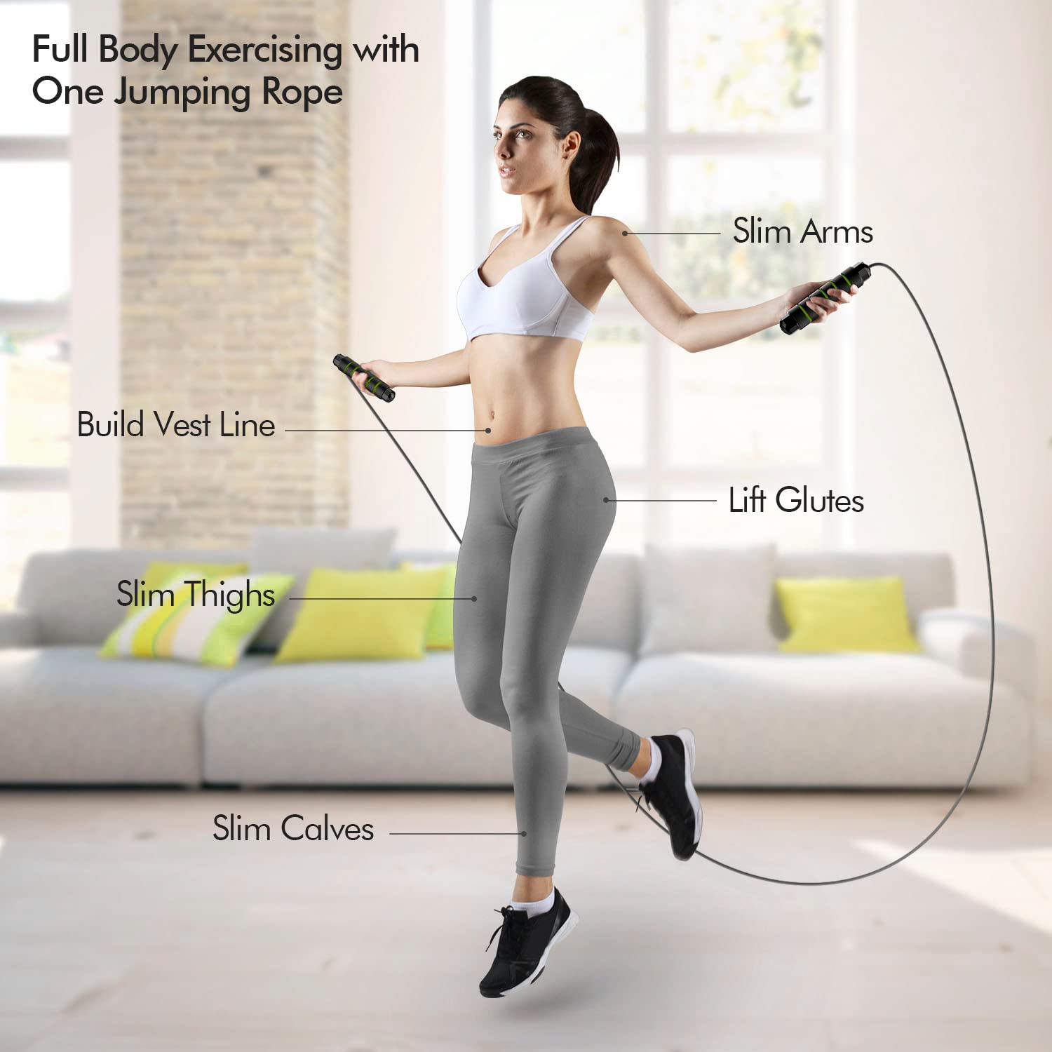 Jump Rope, Tangle-Free Rapid Speed Jumping Rope Cable with Ball Bearings for Women, Men & Kids, Adjustable Steel Jump Rope with Foam Handles for Home Gym Exercise Fitness Workout Equipment & Slim Body