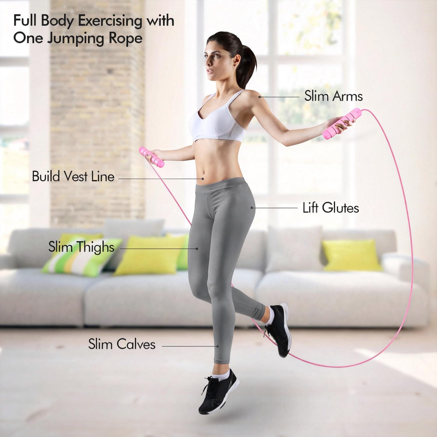 Jump Rope, Tangle-Free Rapid Speed Jumping Rope Cable with Ball Bearings for Women, Men & Kids, Adjustable Steel Jump Rope with Foam Handles for Home Gym Exercise Fitness Workout Equipment & Slim Body