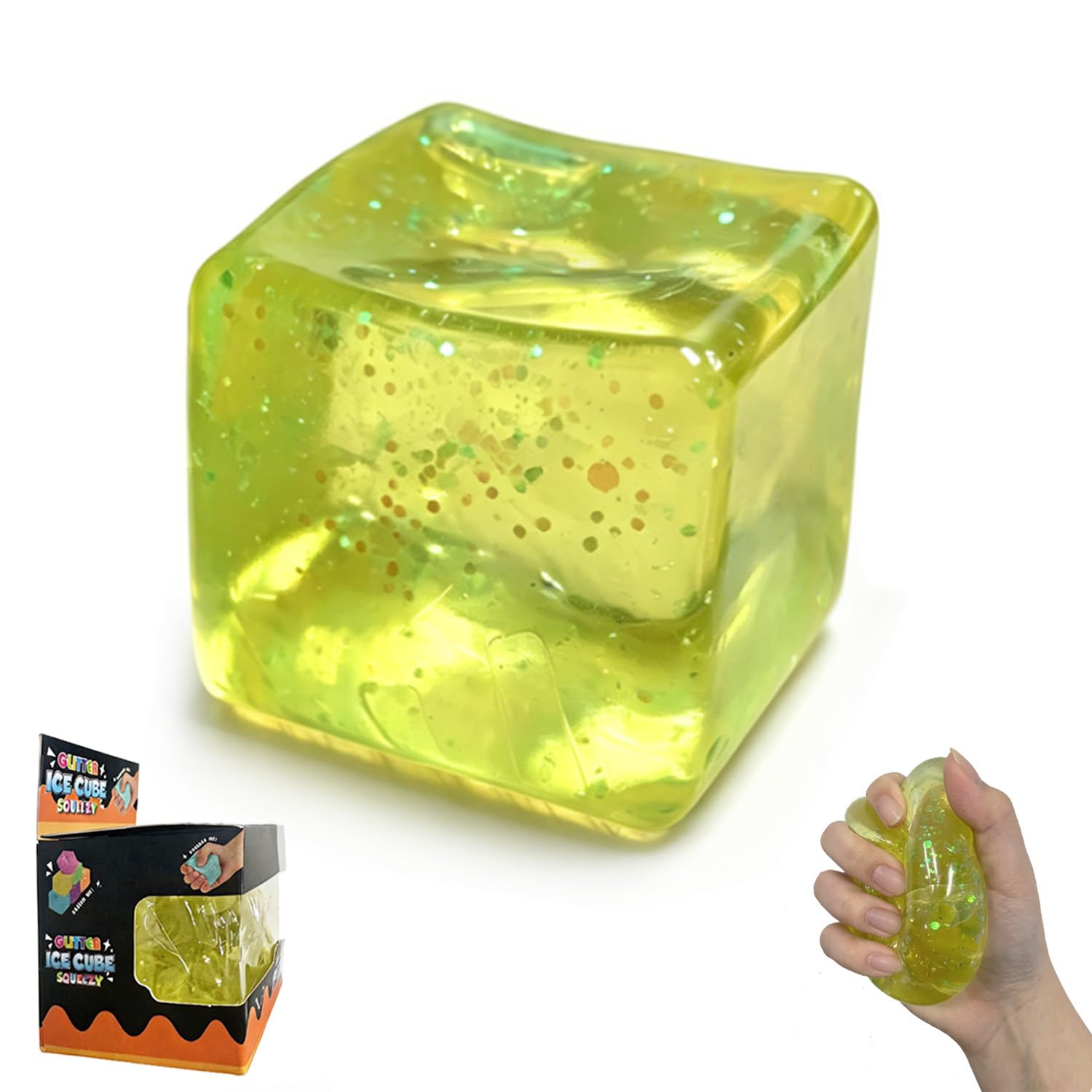 Premium Block Cube Squishy – Ice Cube Squishies for Adults, Slow Rising Stress Cube, Sensory Fidget for Stress Relief, Focus & Play(Pink)