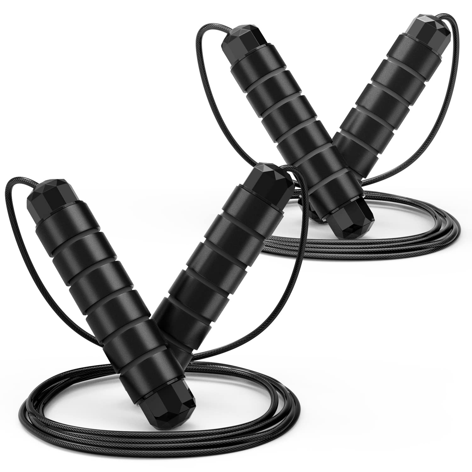 Jump Rope, Tangle-Free Rapid Speed Jumping Rope Cable with Ball Bearings for Women, Men & Kids, Adjustable Steel Jump Rope with Foam Handles for Home Gym Exercise Fitness Workout Equipment & Slim Body