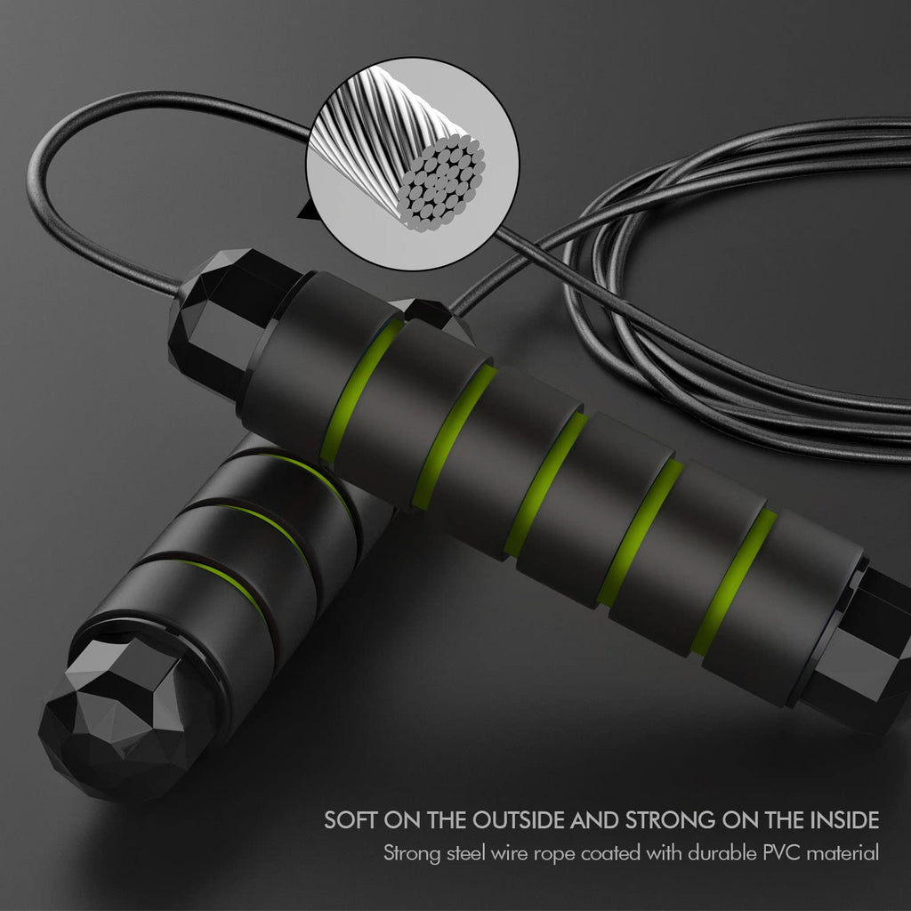 Jump Rope, Tangle-Free Rapid Speed Jumping Rope Cable with Ball Bearings for Women, Men & Kids, Adjustable Steel Jump Rope with Foam Handles for Home Gym Exercise Fitness Workout Equipment & Slim Body