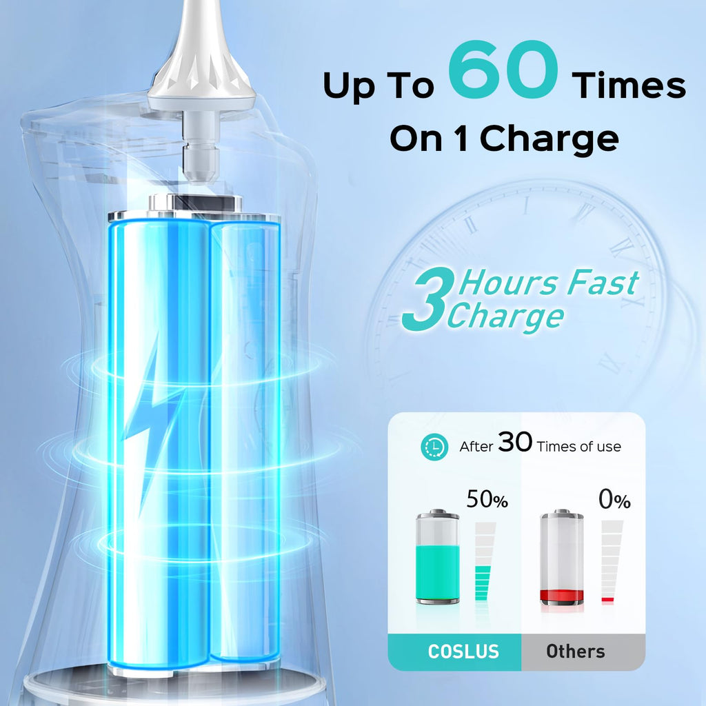 COSLUS Water Dental Flosser Pick for Teeth C30(FC5360): 4 Modes Cordless Portable 300ML Larger Tank Water Teeth Cleaner IPX7 Waterproof Flossing Cleaning Picks for Home Travel Black
