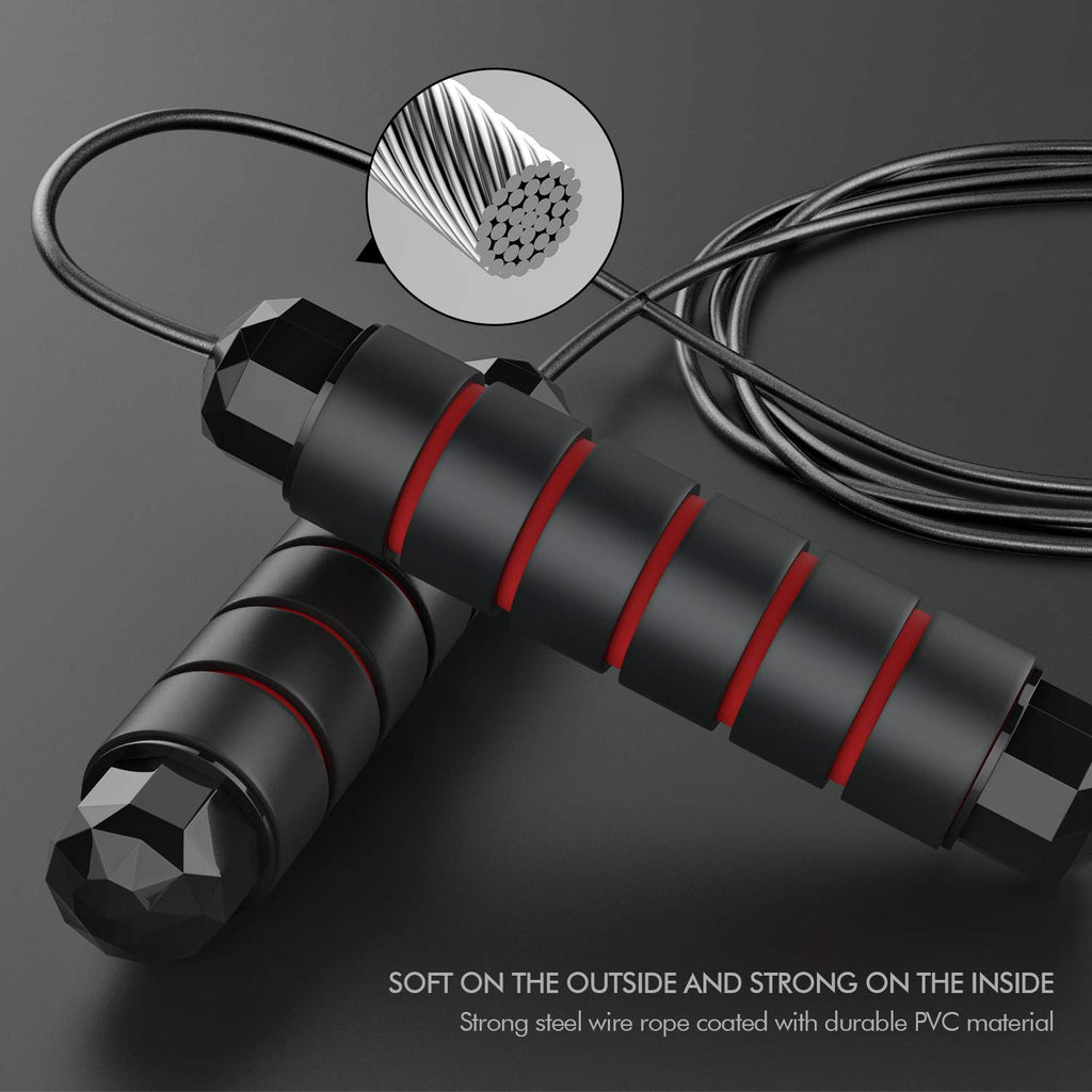 Jump Rope, Tangle-Free Rapid Speed Jumping Rope Cable with Ball Bearings for Women, Men & Kids, Adjustable Steel Jump Rope with Foam Handles for Home Gym Exercise Fitness Workout Equipment & Slim Body