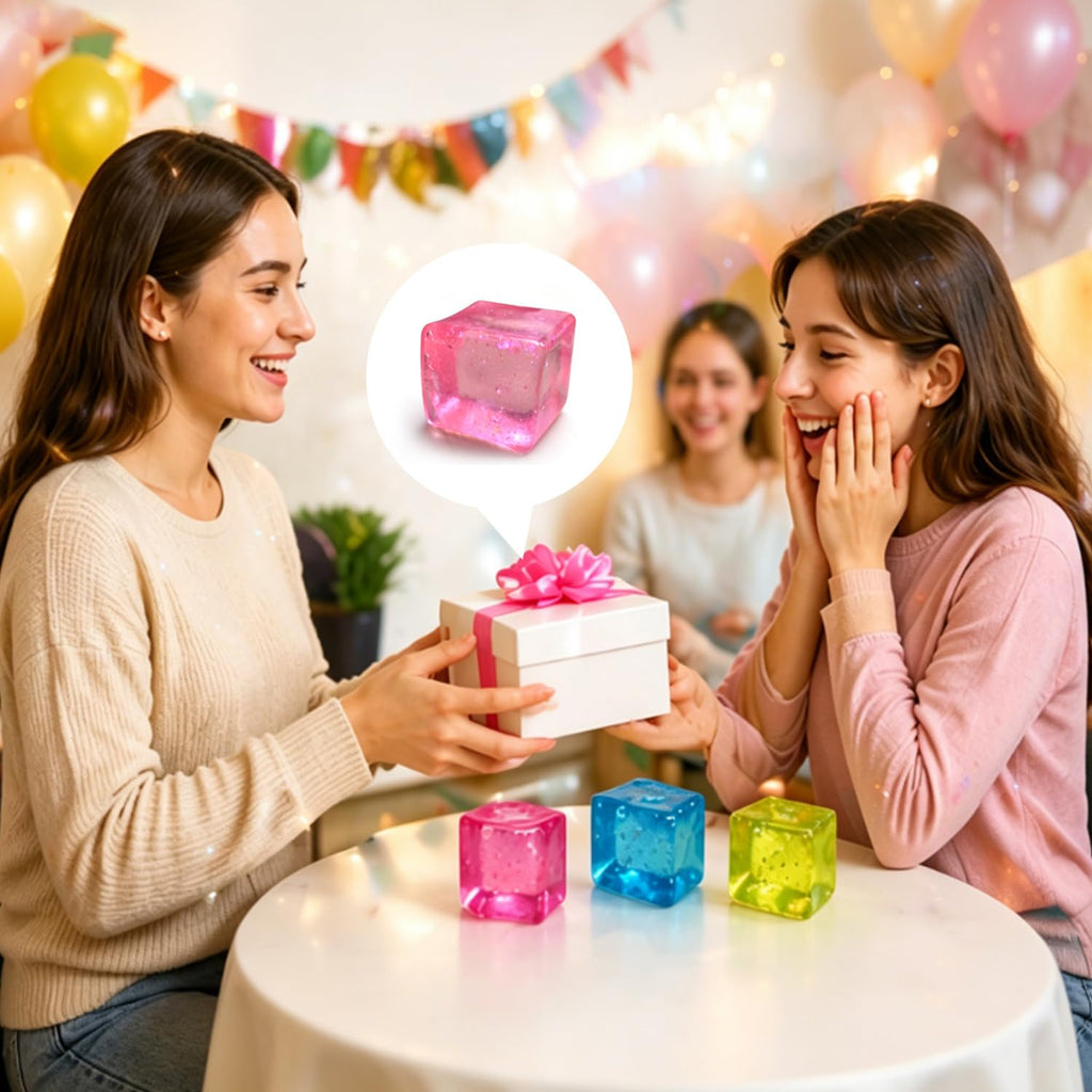 Premium Block Cube Squishy – Ice Cube Squishies for Adults, Slow Rising Stress Cube, Sensory Fidget for Stress Relief, Focus & Play(Pink)