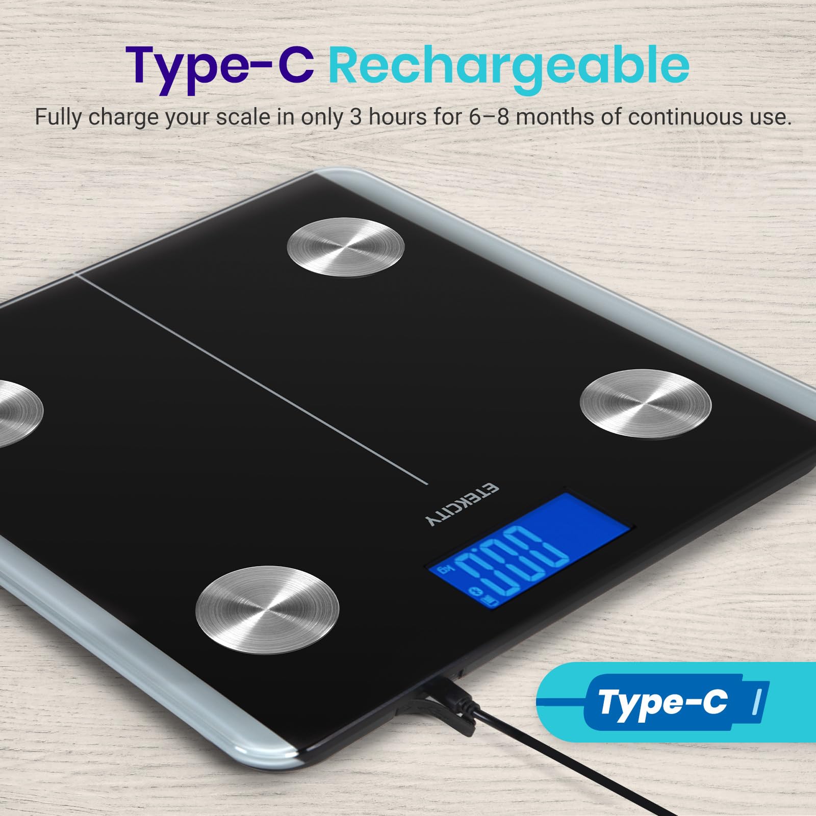Etekcity Smart Scale for Body Weight, FSA&HSA Eligible, Bathroom Digital Weighing Scale with BMI, Body Fat, Muscle Mass, Accurate Bluetooth Home User Health Equipment Sync Apps, LED, Tempered glass