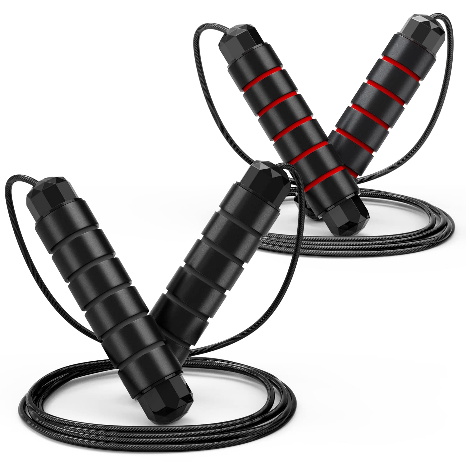 Jump Rope, Tangle-Free Rapid Speed Jumping Rope Cable with Ball Bearings for Women, Men & Kids, Adjustable Steel Jump Rope with Foam Handles for Home Gym Exercise Fitness Workout Equipment & Slim Body