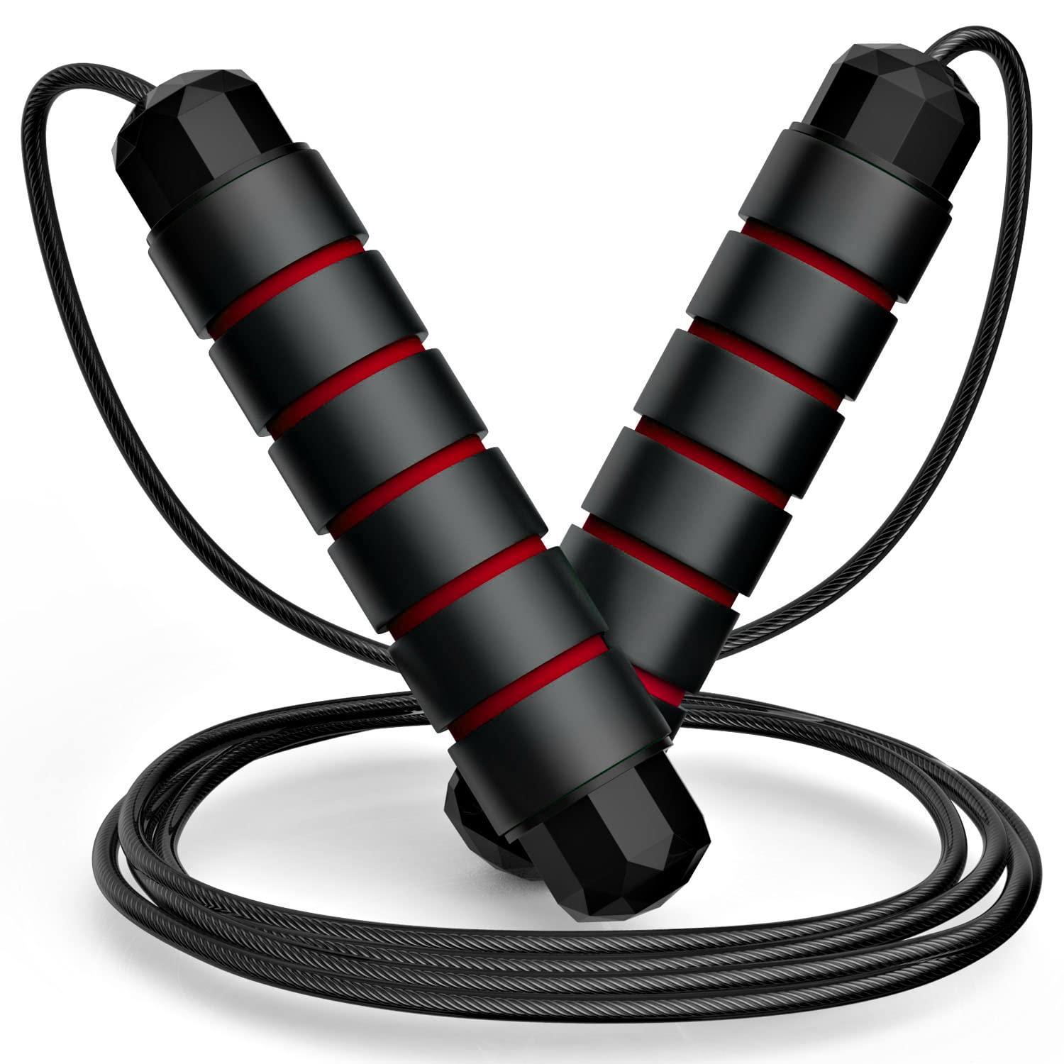 Jump Rope, Tangle-Free Rapid Speed Jumping Rope Cable with Ball Bearings for Women, Men & Kids, Adjustable Steel Jump Rope with Foam Handles for Home Gym Exercise Fitness Workout Equipment & Slim Body
