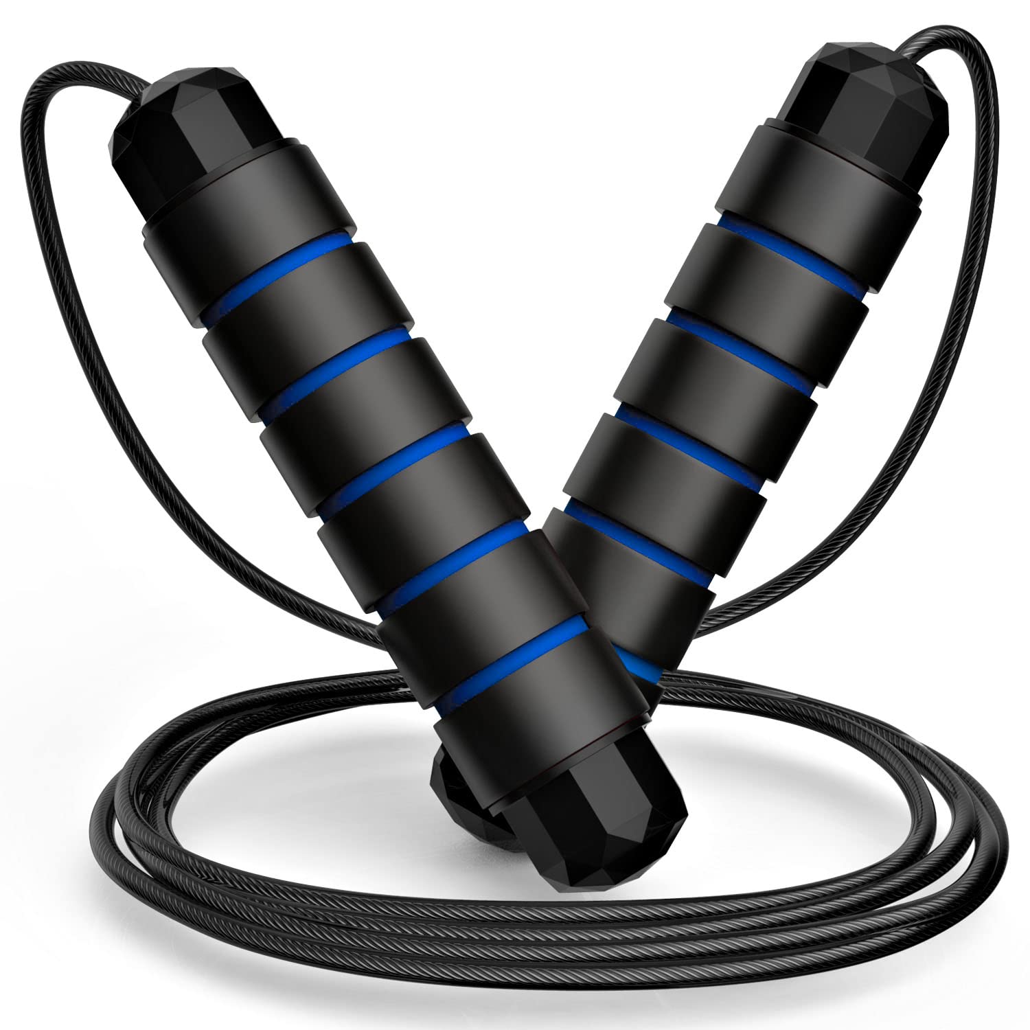 Jump Rope, Tangle-Free Rapid Speed Jumping Rope Cable with Ball Bearings for Women, Men & Kids, Adjustable Steel Jump Rope with Foam Handles for Home Gym Exercise Fitness Workout Equipment & Slim Body