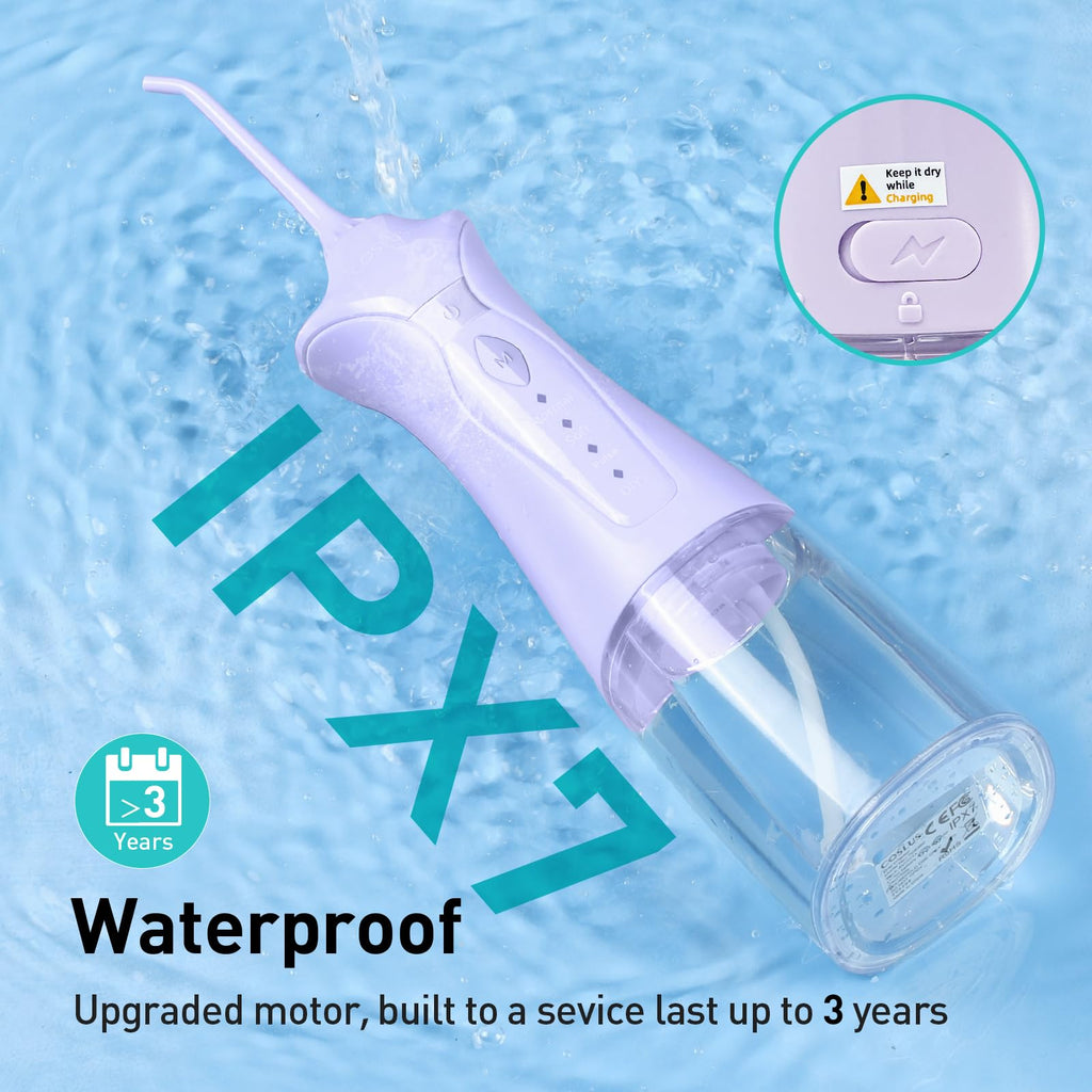 COSLUS Water Dental Flosser Pick for Teeth C30(FC5360): 4 Modes Cordless Portable 300ML Larger Tank Water Teeth Cleaner IPX7 Waterproof Flossing Cleaning Picks for Home Travel Black