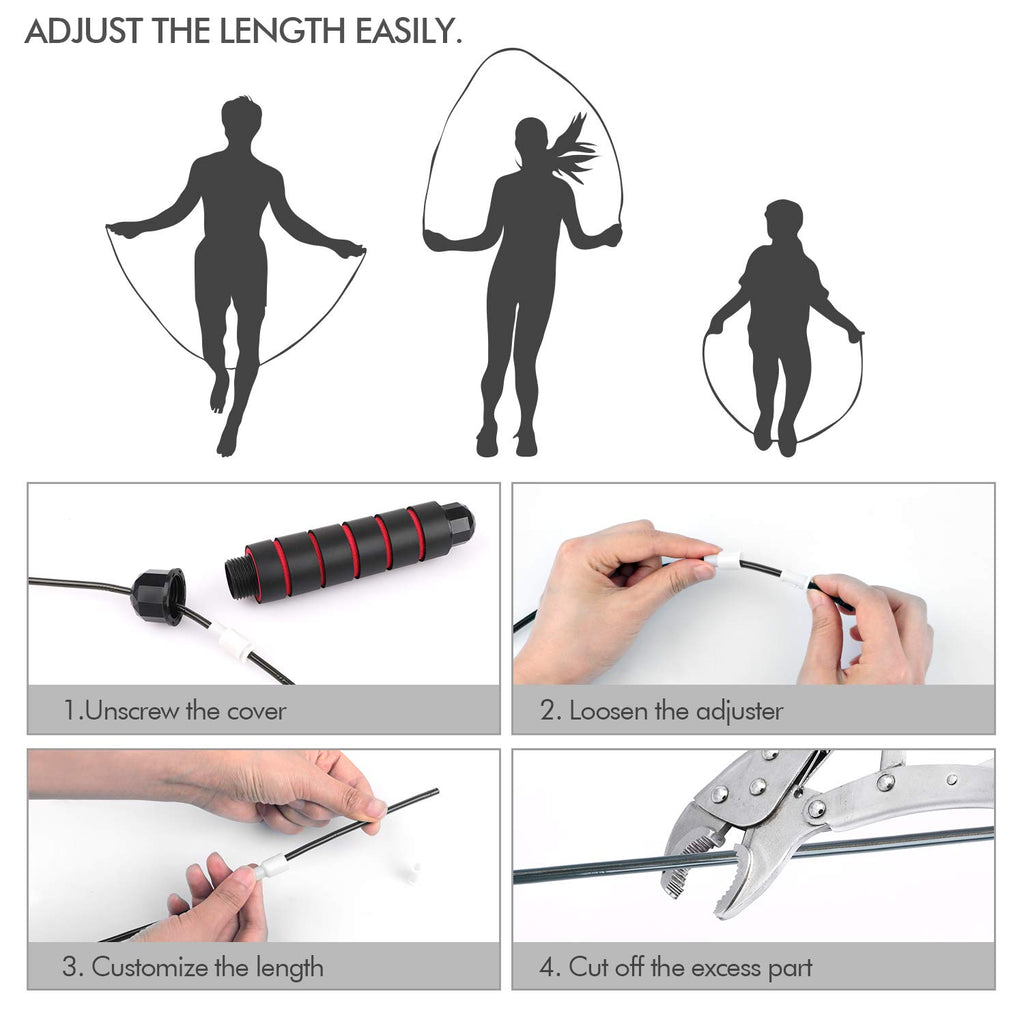 Jump Rope, Tangle-Free Rapid Speed Jumping Rope Cable with Ball Bearings for Women, Men & Kids, Adjustable Steel Jump Rope with Foam Handles for Home Gym Exercise Fitness Workout Equipment & Slim Body