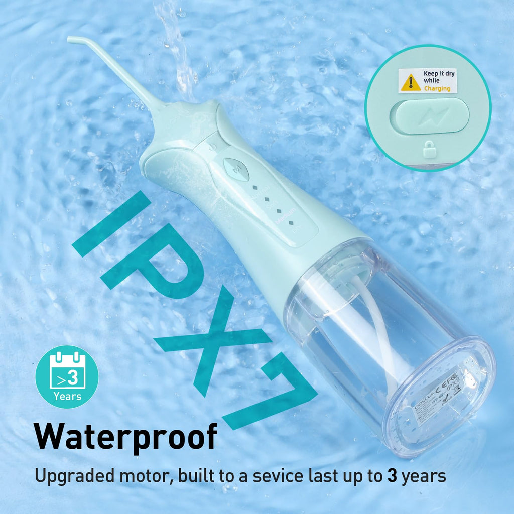 COSLUS Water Dental Flosser Pick for Teeth C30(FC5360): 4 Modes Cordless Portable 300ML Larger Tank Water Teeth Cleaner IPX7 Waterproof Flossing Cleaning Picks for Home Travel Black